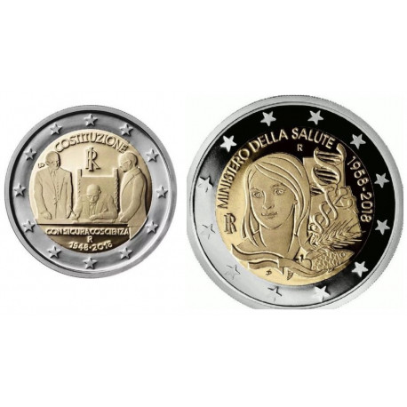 2 Euro  Commemorativi Italia 2018 Ministero della Salute+Costiutuzione Italiana